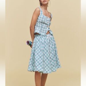 ANTHROPOLOGIE MAEVE DRAWSTRING COTTON MIDI SKIRT SET SIZE XS MSRP $246.00 NWT